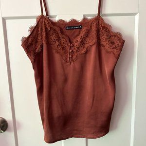 Abercrombie & Fitch Silk Lace Rust Camisole Tank Top